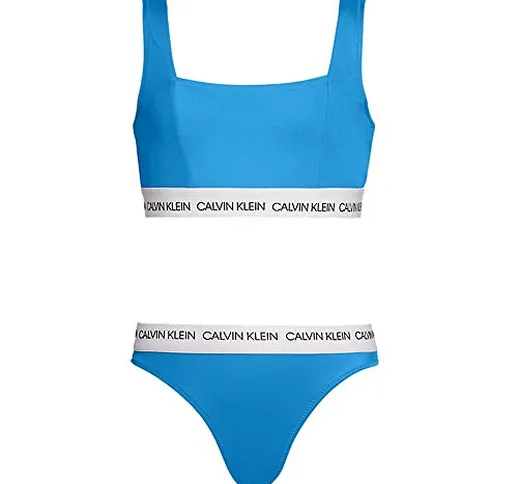 Calvin Klein Ragazze CK Logo-Nuoto Bralette/Bikini Set, Aster Blu Aster Blu Age 12-14