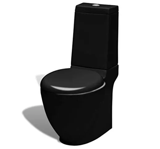 vidaXL WC Toilette in Ceramica da Bagno Nero Soft Close Sanitari Vaso Scarico