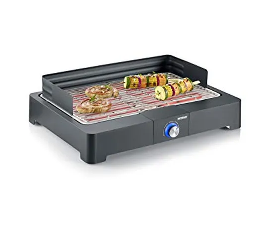 SEVERIN PG 8560 Barbecue elettrico 2200 W in acciaio inossidabile fino a 250°, Grill elett...