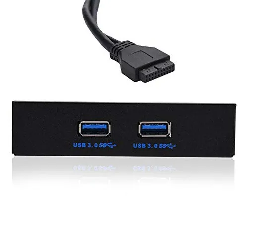 USB3.0 Floppy Front Panel, Bewinner 3.5 '' Floppy Bay 19 Pin to 2 Interfaccia USB3.0 HUB -...