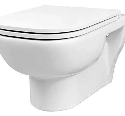 Wirquin 55722257 - Vaso per WC senza flangia, con coperchio a chiusura rallentata, colore:...