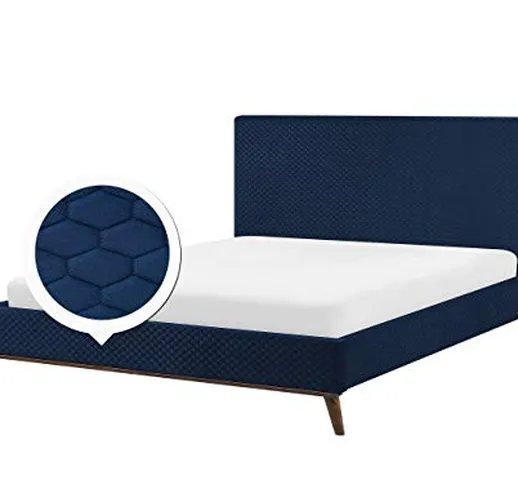 Beliani Letto in Tessuto Blu 180 x 200 cm Bayonne