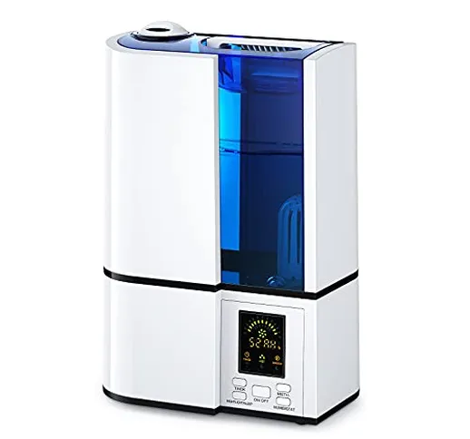 Umidificatore Ambiente Ultrasuoni,Humidifier Purificatore d'Aria, Grande Capacità 4L, Disp...