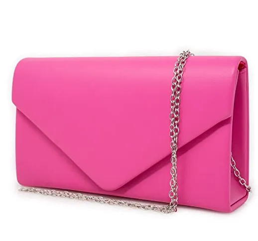 Pochette fucsia ecopelle a busta mano Clutch bag da donna cerimonia borsa piccola borsetta...