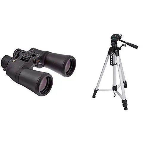 Nikon Aculon A211 10-22X50 Binocolo, Nero & Amazon Basics - Treppiede leggero estensibile...