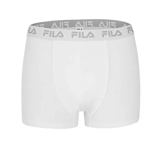 FILA 2er PACCO - Uomo Base Boxer, cotone elasticizzato logo, fu5004 - bianco, small