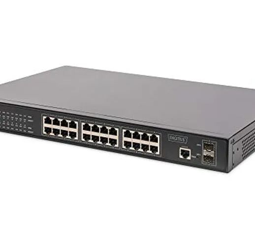 Digitus Gigabit Ethernet Poe+ Switch – L2+ gestito – 19 Pollici – 24 Porte + 2 uplink SFP...