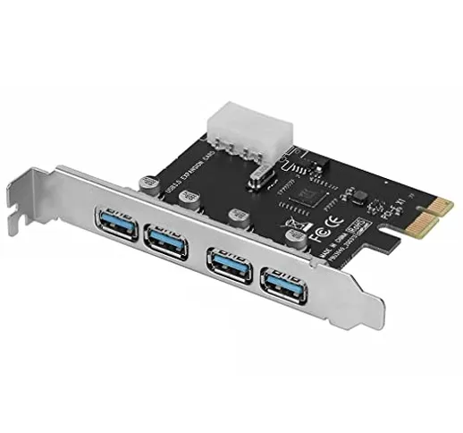 Libertroy 4Port PCI-E a USB 3.0 HUB Adattatore Scheda di espansione PCI Express velocità 5...