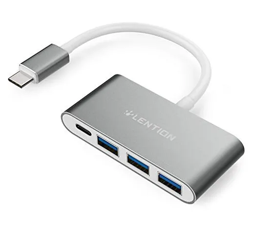 LENTION Hub USB-C 4 in 1 con alimentazione USB C, porte USB 3.0 da 3 * compatibili con Mac...