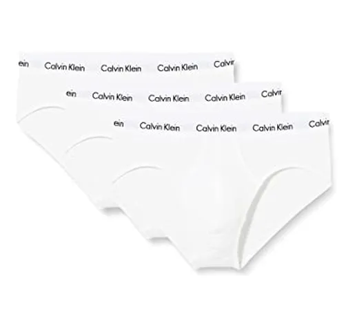 Calvin Klein Slip Hipster Uomo Confezione da 3 Cotone Elasticizzato, Bianco (White), M