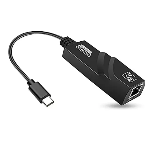 Adattatore Cavo Ethernet USB C Gigabit 1000Mbps, Adattatore LAN Tipo C Thunderbolt 3 a RJ4...