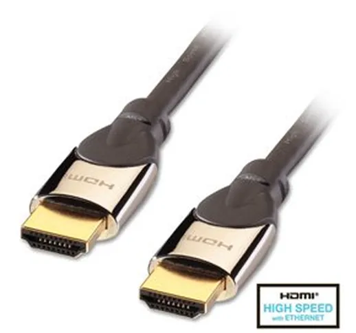 Lindy 41400 Cavo HDMI, High Speed 4K, 3D, con Ethernet Cromo, 0.5 mt, Grigio