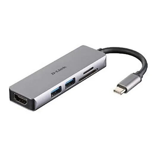 D-Link DUB-M530 - Hub USB di Tipo C, 5 in 1, Adattatore USB C con HDMI 4K e 1080p, 2 Porte...