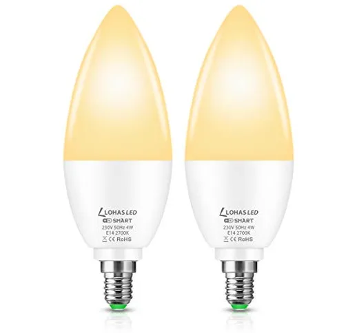 Lohas LED WiFi intelligente lampadina E14 lampadina a candela, compatibile con Google, ALE...