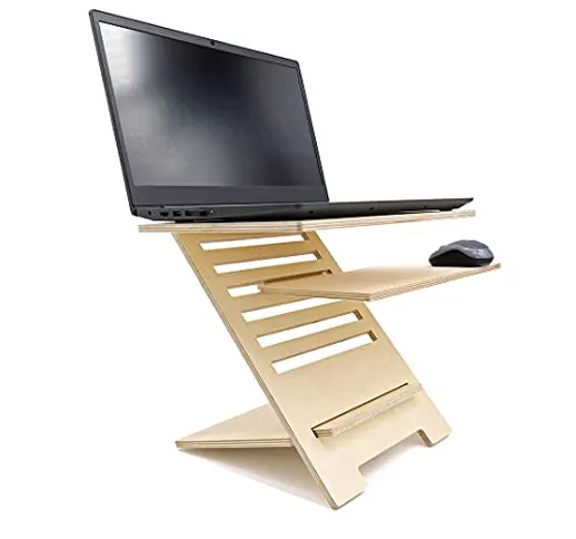 INEXTERIOR Supporto da scrivania per notebook, supporto per laptop in legno, regolabile in...