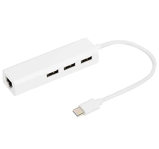 Adattatore da USB C a Ethernet, hub a 3 porte Adattatore di rete LAN RJ45 da USB 2.0 a Eth...