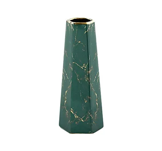 HCHLQLZ 25cm Verde Oro Marmo Fiori Vaso Decorativo di Design Moderno Collection per Ricorr...