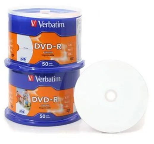 Verbatim - DVD-R 4,7 GB 16x, interamente stampabile, 100 pezzi in contenitore cakebox