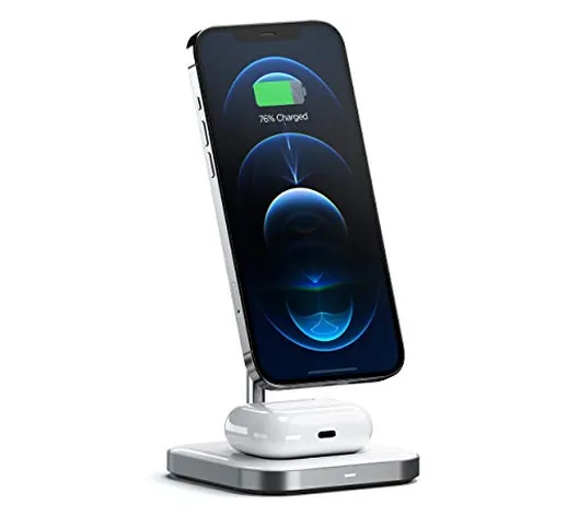 Satechi Stand di Ricarica Wireless Magnetico 2 in 1 in Alluminio – Compatibile con iPhone...