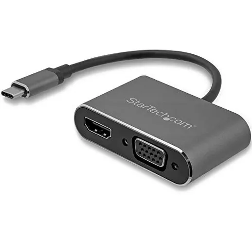 StarTech.com Adattatore USB-C a VGA + HDMI 2 in 1 - 4K 30Hz - Grigio Siderale - Convertito...