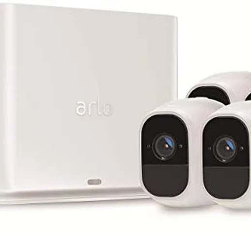 Arlo Pro2 VMS4430P Kit Base Sistema di Videosorveglianza Wi-Fi con 4 Telecamere di Sicurez...