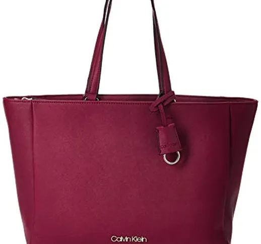 Calvin Klein Worked Shopper - Borse Tote Donna, Rosso (Tibetan Red), 13x27x47 cm (W x H L)