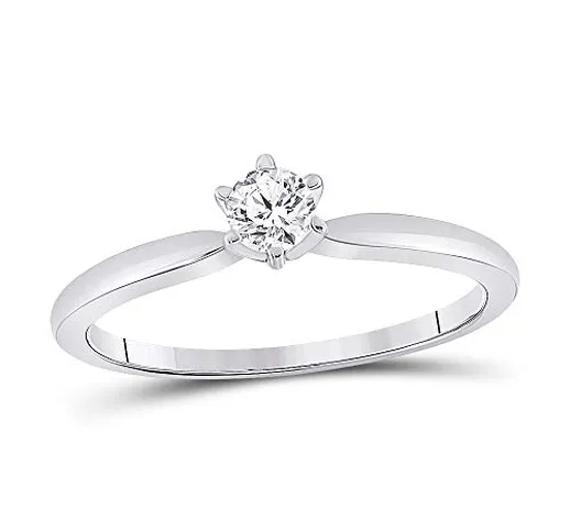 14 kt oro bianco donna rotonda diamante solitario da sposa anello di fidanzamento 1/5 Cttw...