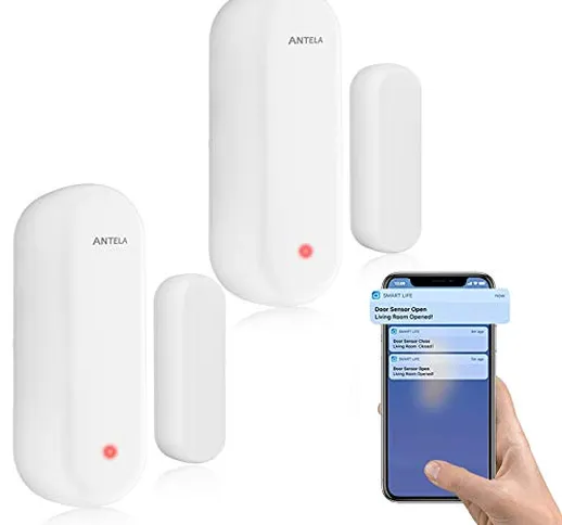Allarme porte e Finestre ANTELA,Sensore wifi Compatibile con Alexa/Google Home,Nessun Hub...