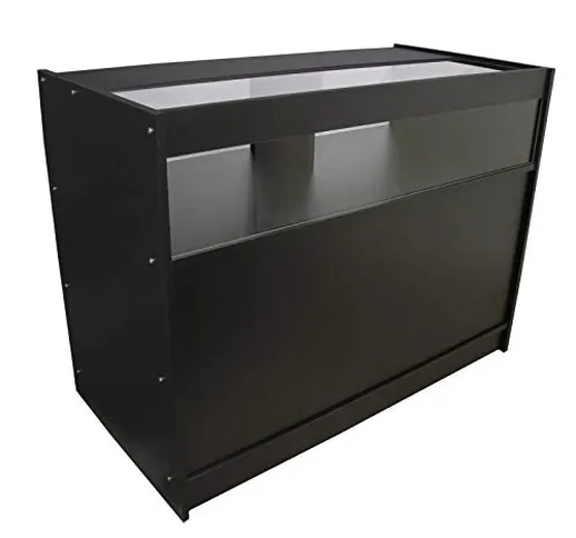 MonsterShop - Bancone B1200 Nero Elegante da Negozio e Reception 120cm x 60cm x 90cm