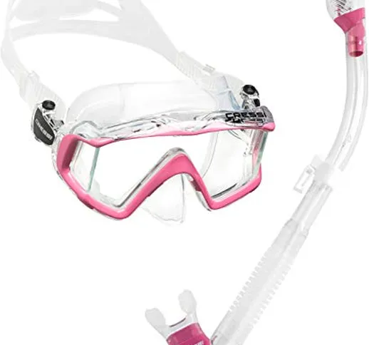 Cressi - Maschera panoramica con boccaglio a secco, colore: Rosa trasparente