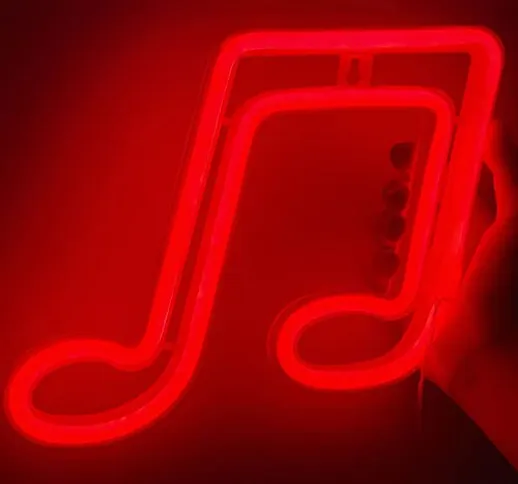 Musical note LED Neon Light Signs, Musical Note Shaped Neon Signs Wall USB/Battery Hanging...