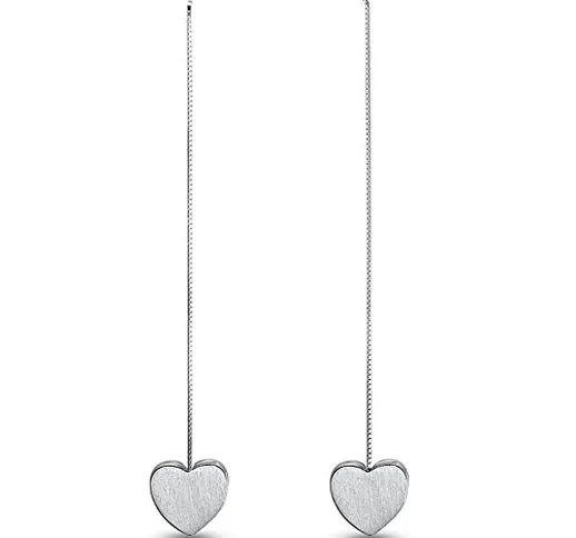 SHEGRACE Orecchini Lunghi da Donna con Pendente a Cuore in Platino in Argento Sterling 925...