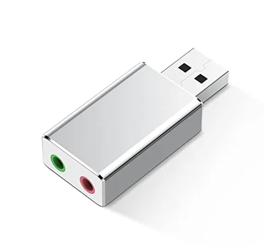 Scheda Audio USB Esterna, Alluminio Adattatore Audio da USB a Jack 3.5mm per Windows e Mac...