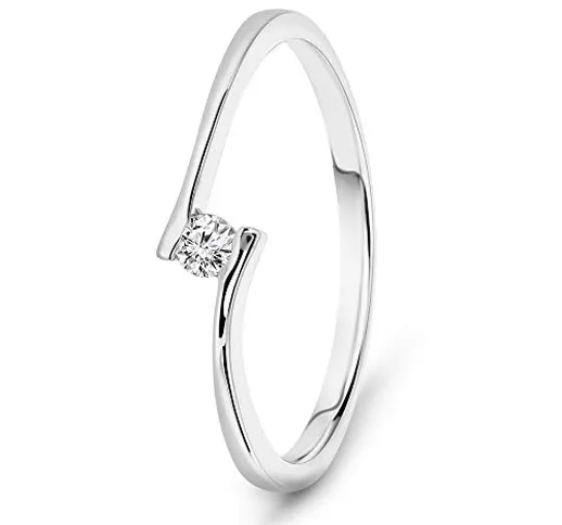 Miore anello solitario di fidanzamento in oro bianco 14 carati con diamante a taglio brill...
