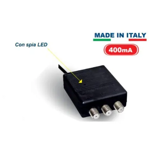 Alimentatore per antenna tv switching 2 uscite corrente 400mA con connettori a F versione...