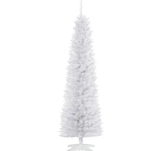 HOMCOM Albero di Natale Artificiale 180cm in PVC con 390 Rami e Base in Plastica, Design A...