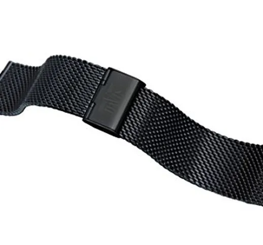 Davis - Cinturino Orologio Mesh Maglia Milanese Acciaio Nero Regolabile 22-24mm (22mm)