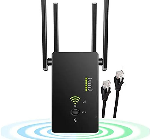 Ripetitore WiFi Wireless, AC1200 Mbps Amplificatore Segnale Wi-Fi, velocità Dual Band 2.4G...