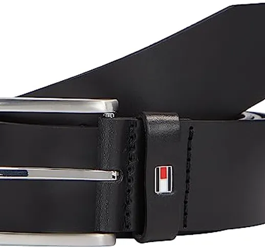 Tommy Hilfiger Cintura Uomo New Denton 4.0 Belt Cintura in Pelle, Nero (Black), 110