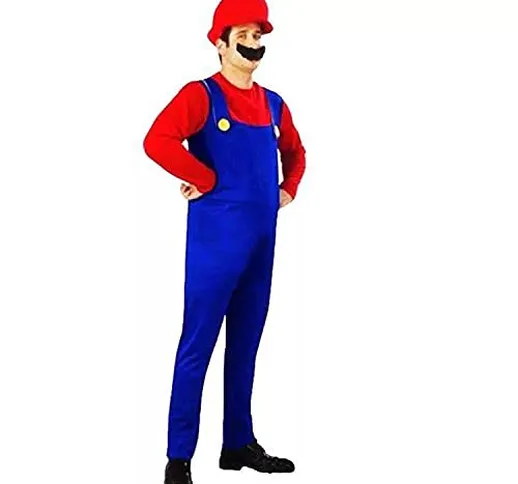 thematys Super Mario Luigi cappello + pantaloni + barba - costume per adulti - perfetto pe...