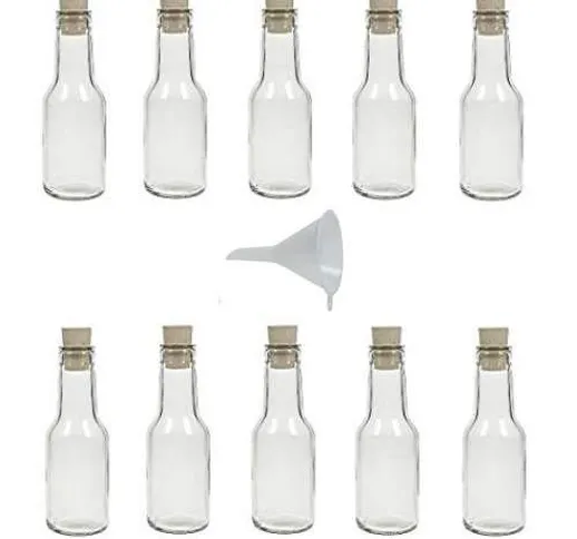 Viva Haushaltswaren - 10 Bottiglie Piccole in Vetro con Tappo in Sughero da riempire auton...
