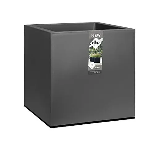 Elho Vivo Matt Finish Square Wheels 40 - Vaso per piante Living Black per interni ed ester...