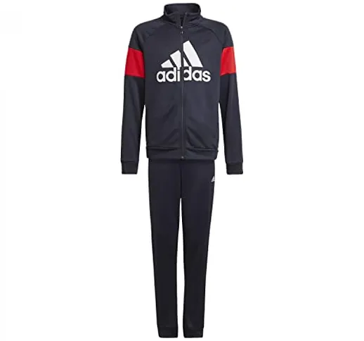 adidas YB TS Bos Tuta, Blu/Rosso (Tinley/Rojint), 12 Anni Bambini e Ragazzi