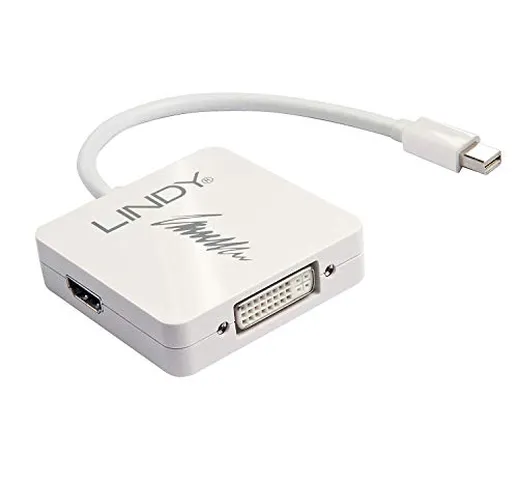 Lindy 41039 Adattatore Mini-DP a HDMI 4K30/DVI/DP 4K60, Bianco
