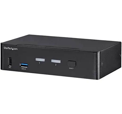 StarTech.com Switch KVM DisplayPort a 2 porte - 4K 60Hz - KVM DisplayPort 1.2 USB 3.0 - Au...