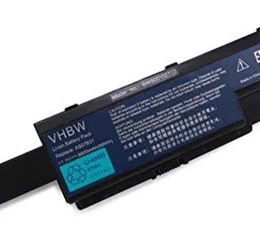 vhbw Batteria Li-Ion 8800mAh (11.1V) per Notebook Laptop Acer Aspire 7736Z, 7736ZG, 7738,...