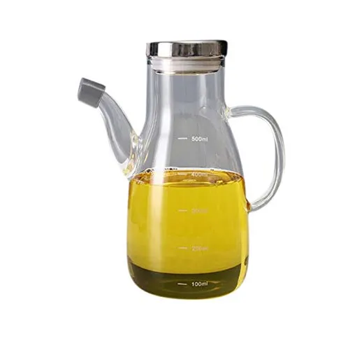 Ctzrzyt 500 Ml di Vetro Borosilicato Alto Olio D'Oliva Aceto Bottiglia Dispenser Pentola p...