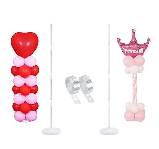 2 Set Bastoncini per Palloncini Kit, Kit di Supporti per Colonne a Palloncino, Porta Pallo...