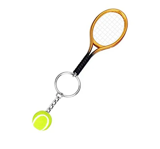 Verlike - Portachiavi con mini racchetta da tennis in metallo, per amanti dello sport Oro...