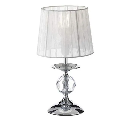 LOLAhome - Lampada da comodino Luxury in metallo e vetro bianco, Ø 17 x 31 cm